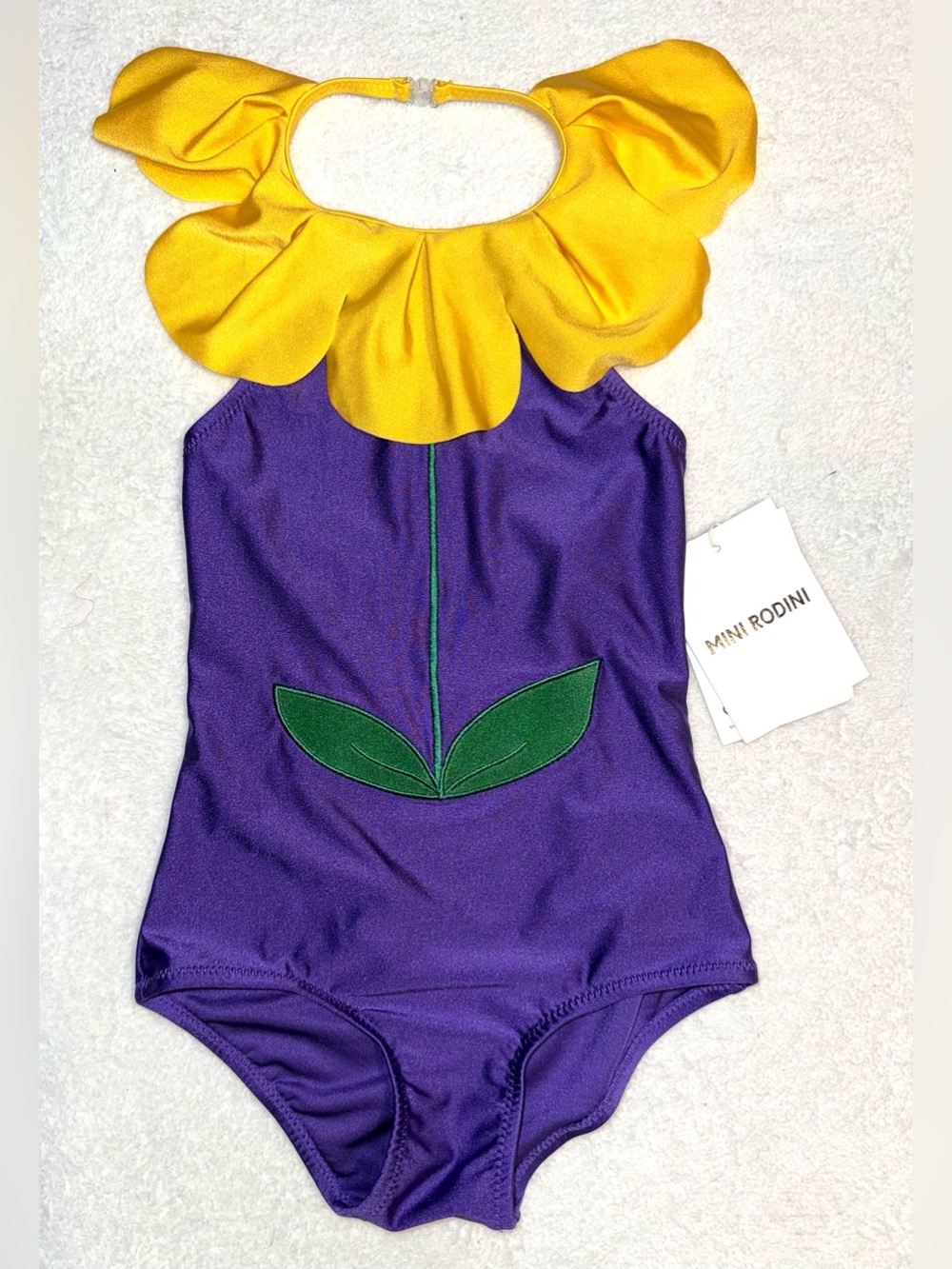 Mini Rodini Flower Halterneck Swimsuit, size 5-7, NWT